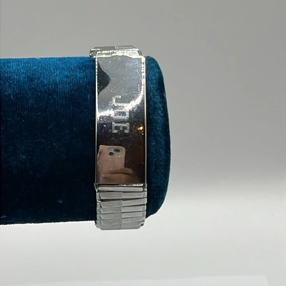 Vintage Silver Men's According Expandable Bracelet Monogram Joe  70s